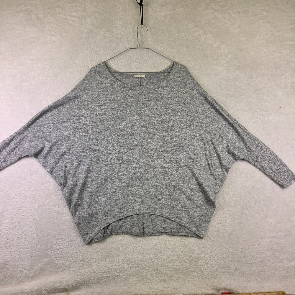 Beach Womens Grey Heathered Dolman Sleeve Knit Top Oversized L